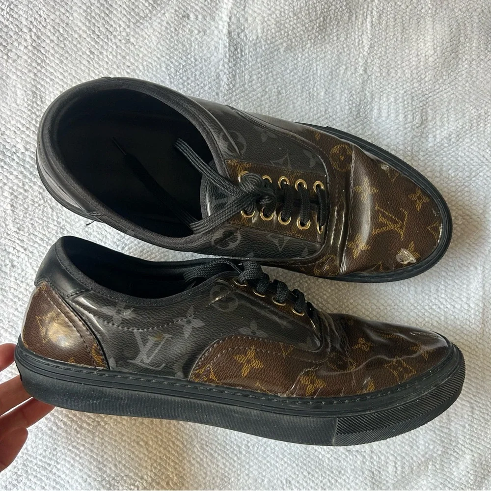 Louis Vuitton Brown Sneakers with Monogram Design